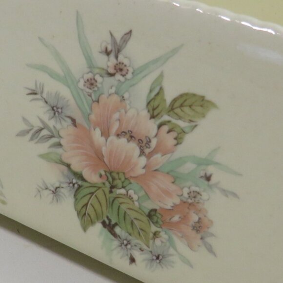 Vintage VB Athena Tray Soap dish Porcelain 50s 8" x 5" Floral OR hot glue stand - Picture 2 of 8